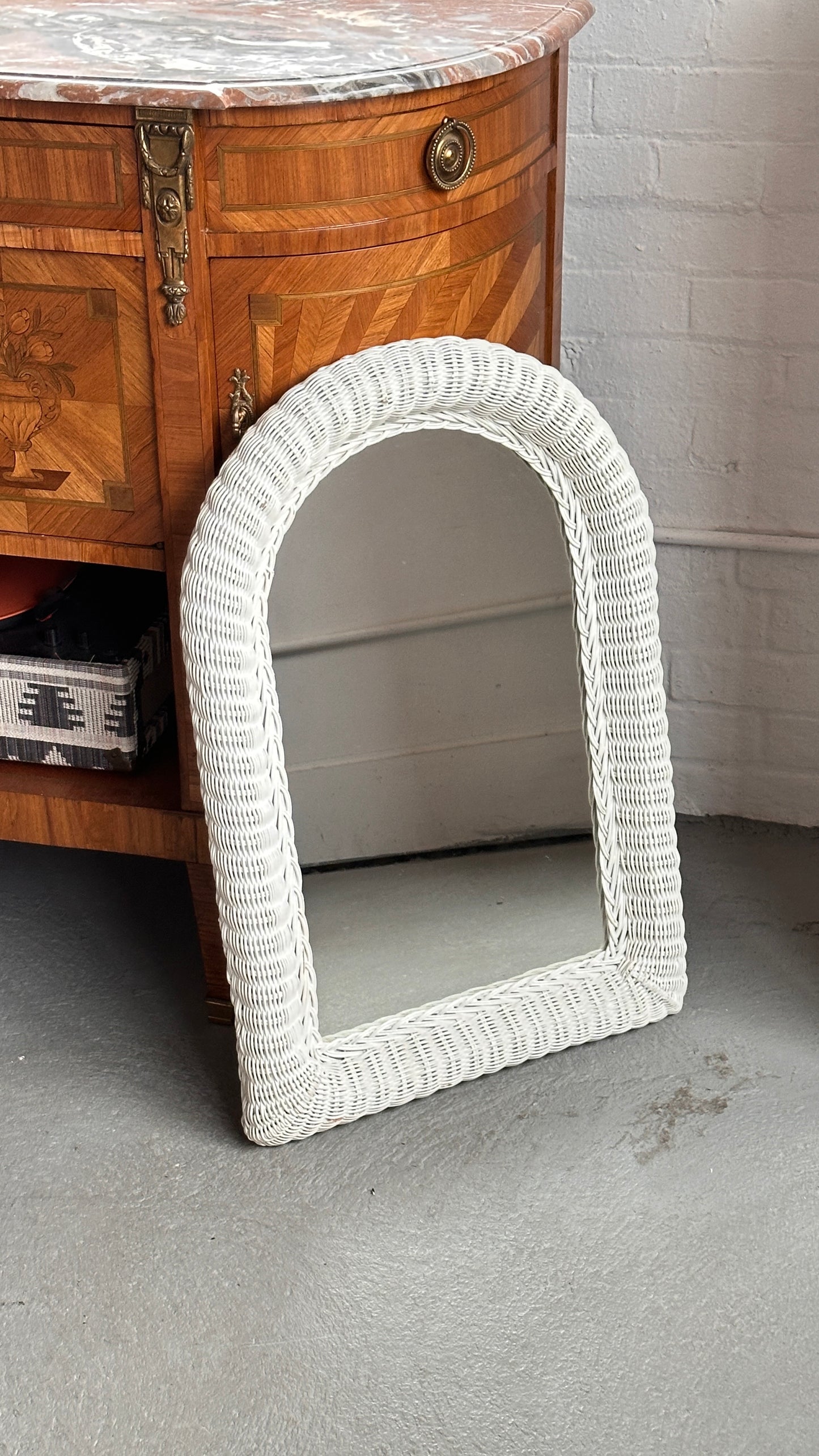 White Wicked Arched Mirror