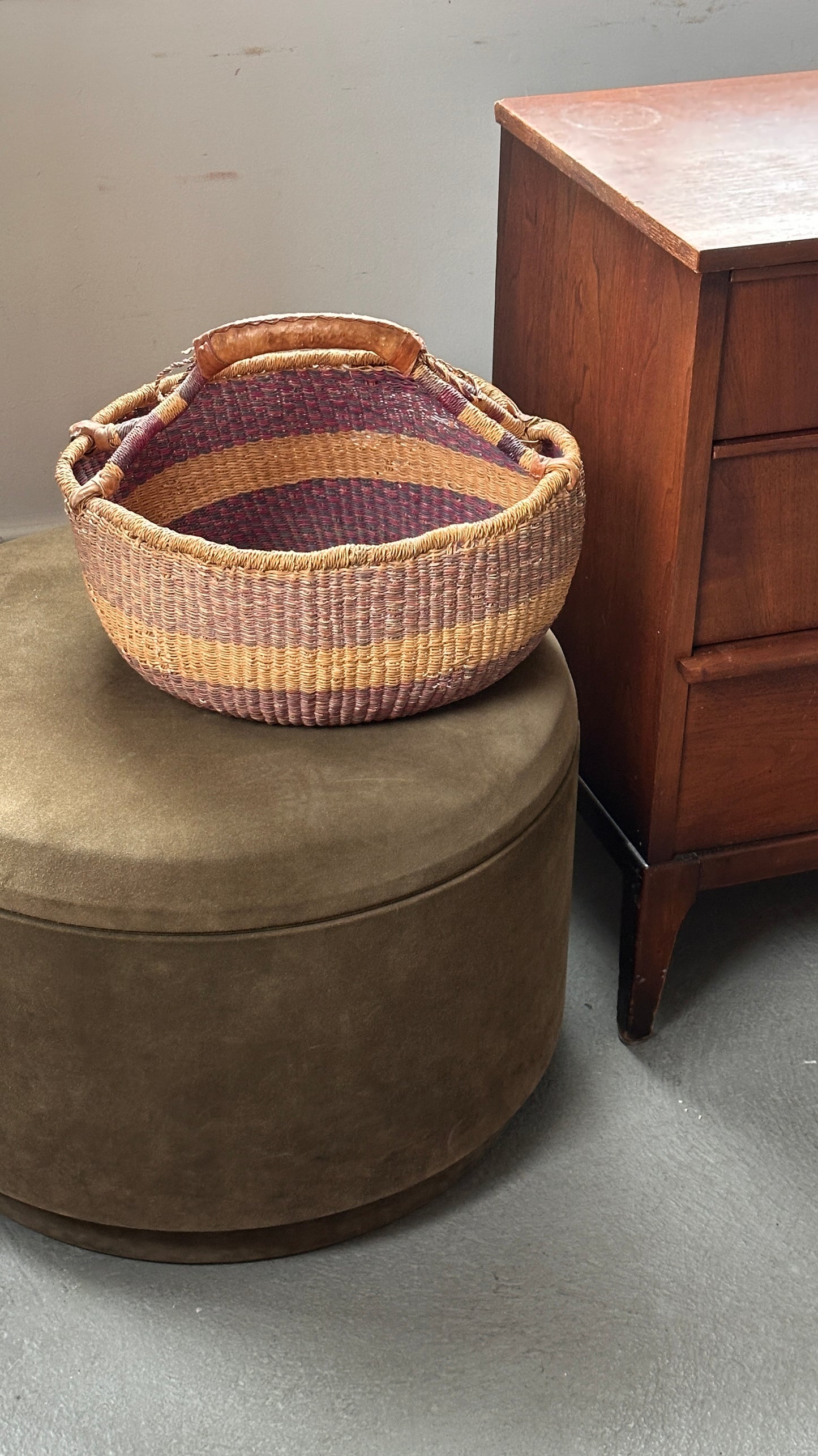 Woven Bolga Basket with Handle