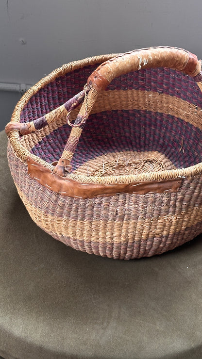 Woven Bolga Basket with Handle