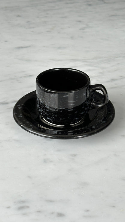 Set of 6 Ceramic Splatterware Espresso Cups and Saucers