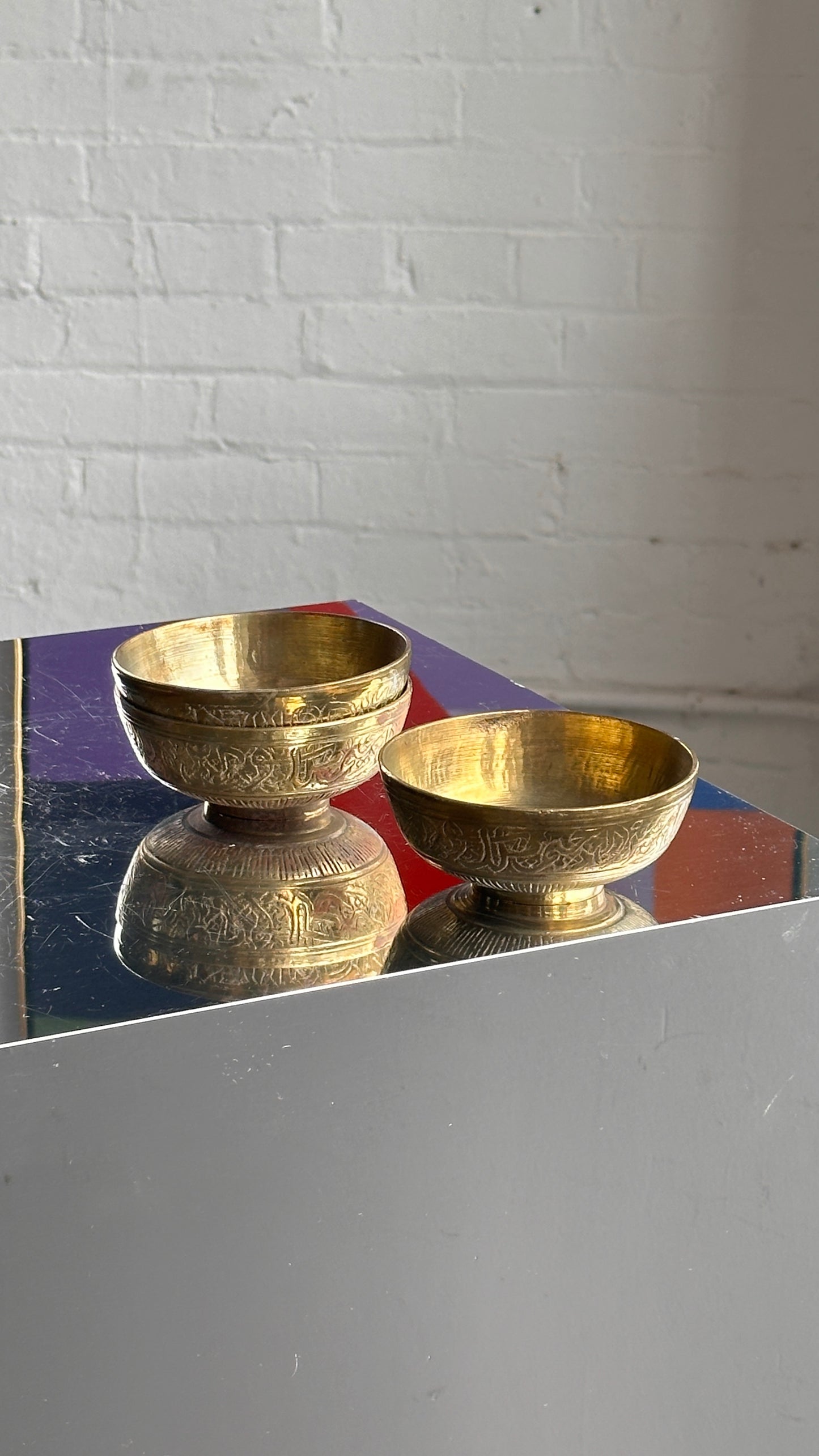 Set of 3 Indian Brass Plated Bowls