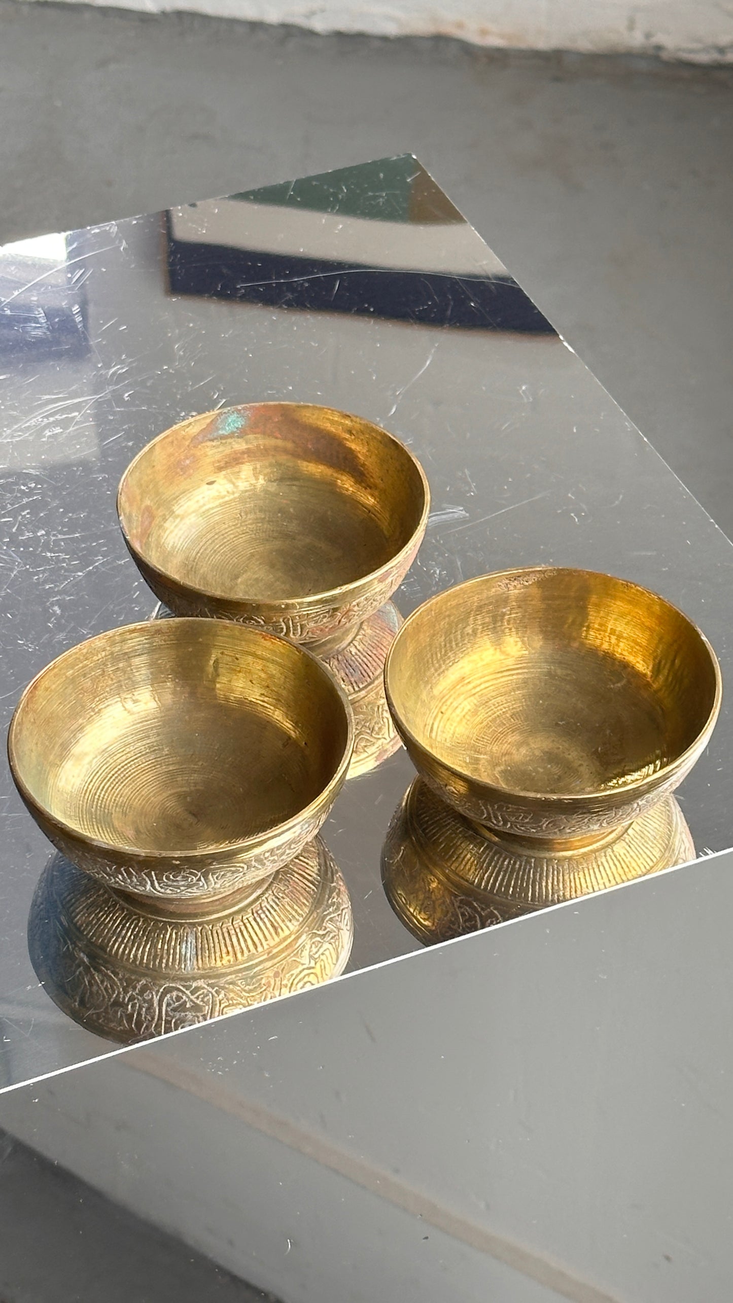 Set of 3 Indian Brass Plated Bowls