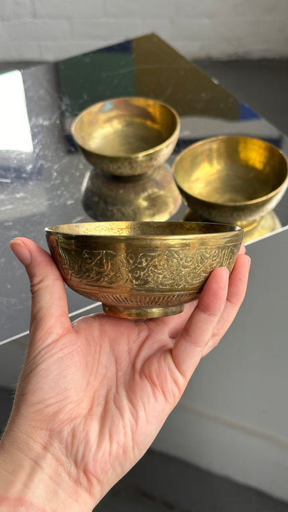 Set of 3 Indian Brass Plated Bowls