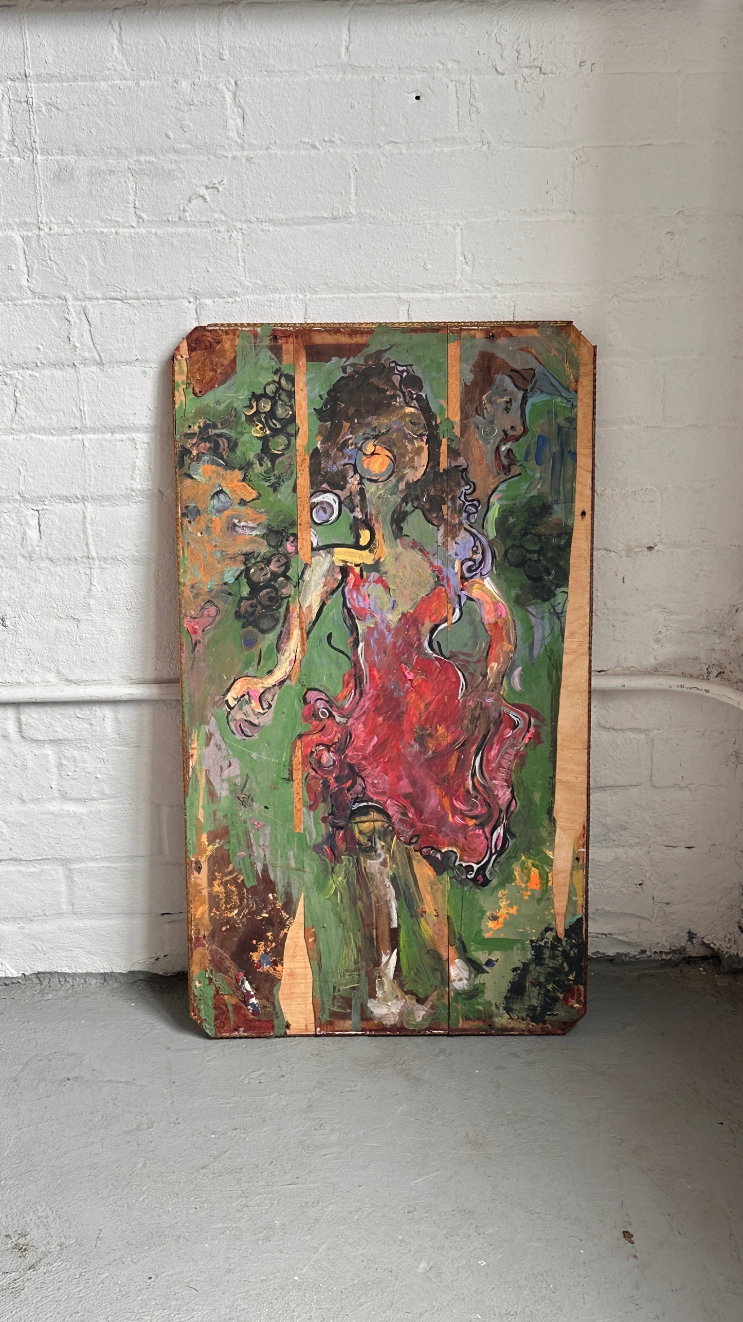 Figurative Painting on Wooden Board
