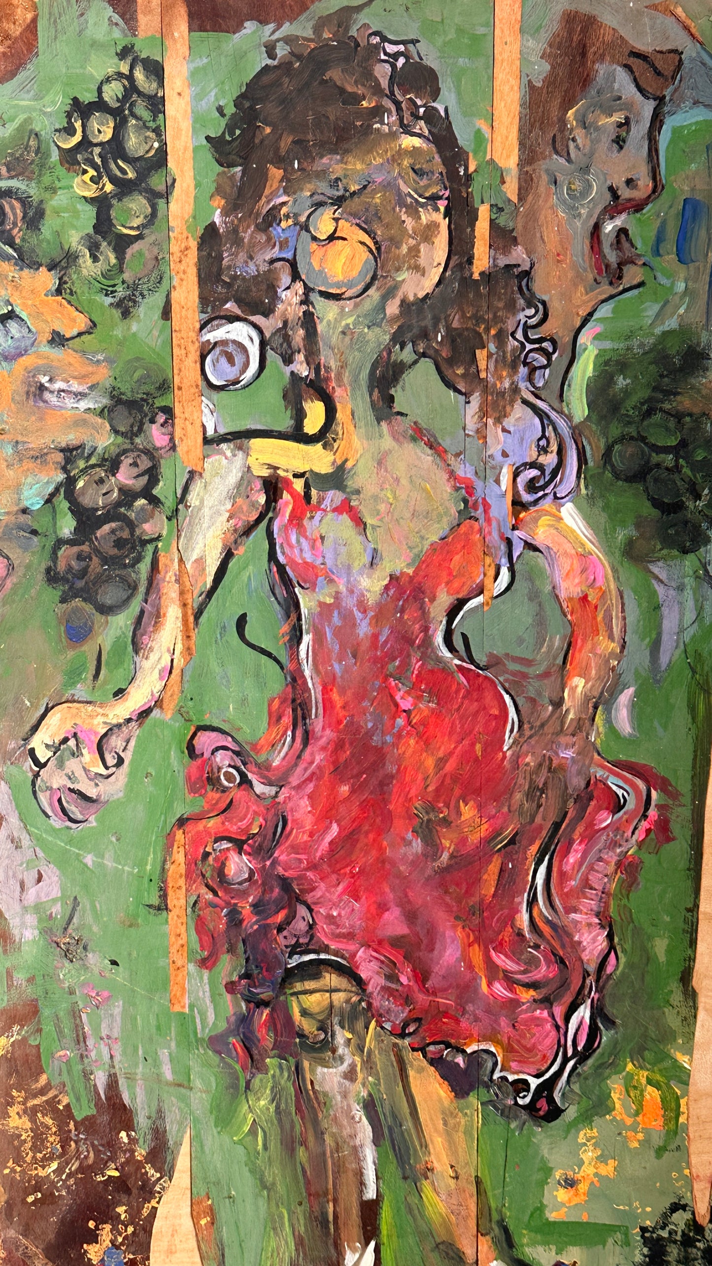 Figurative Painting on Wooden Board