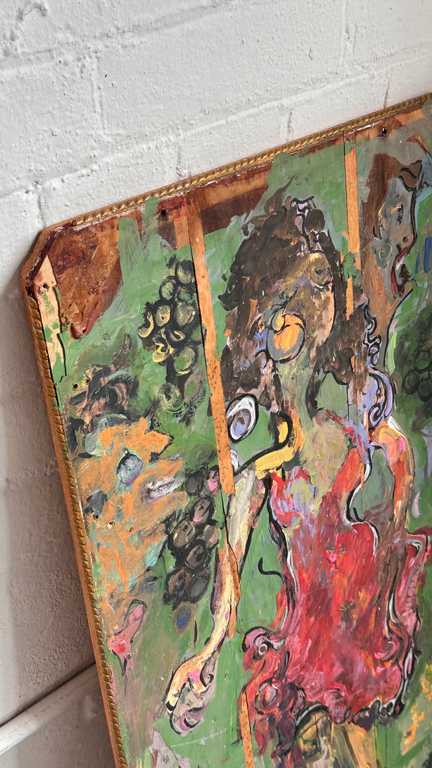 Figurative Painting on Wooden Board