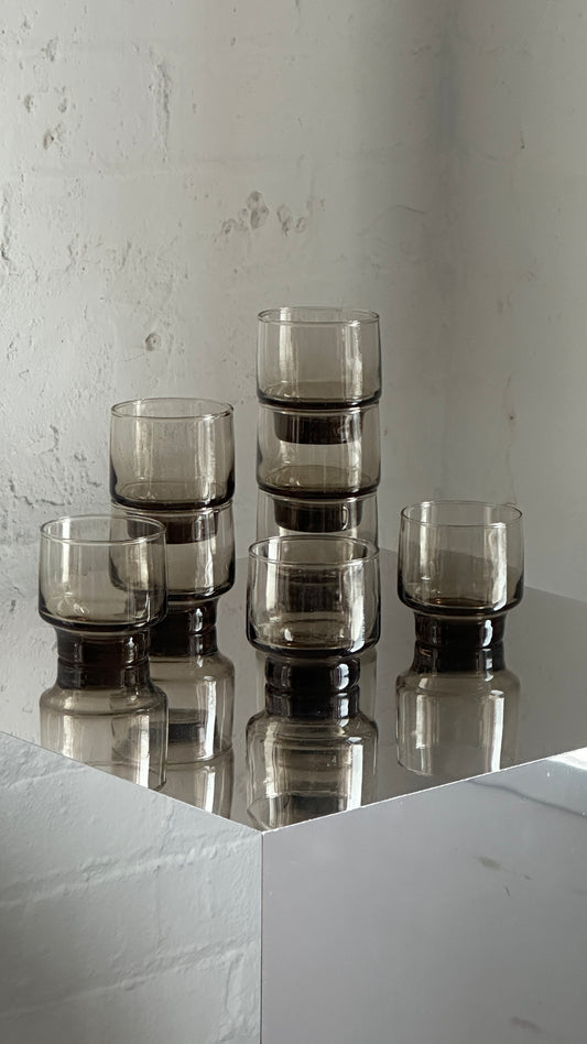 Set of 8 Smoked Glass Tasting Glasses