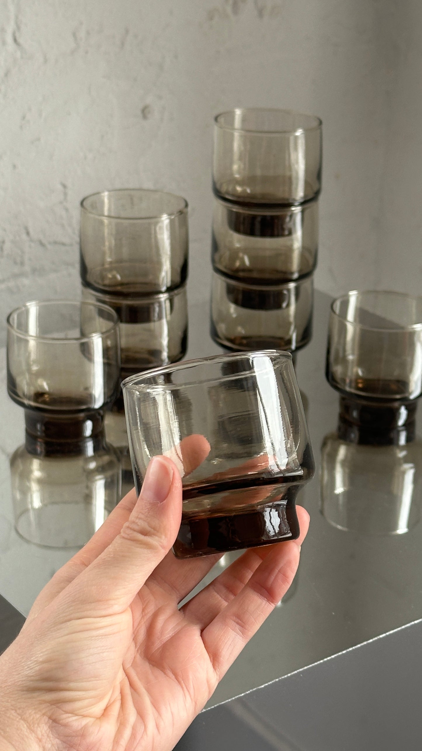 Set of 8 Smoked Glass Tasting Glasses