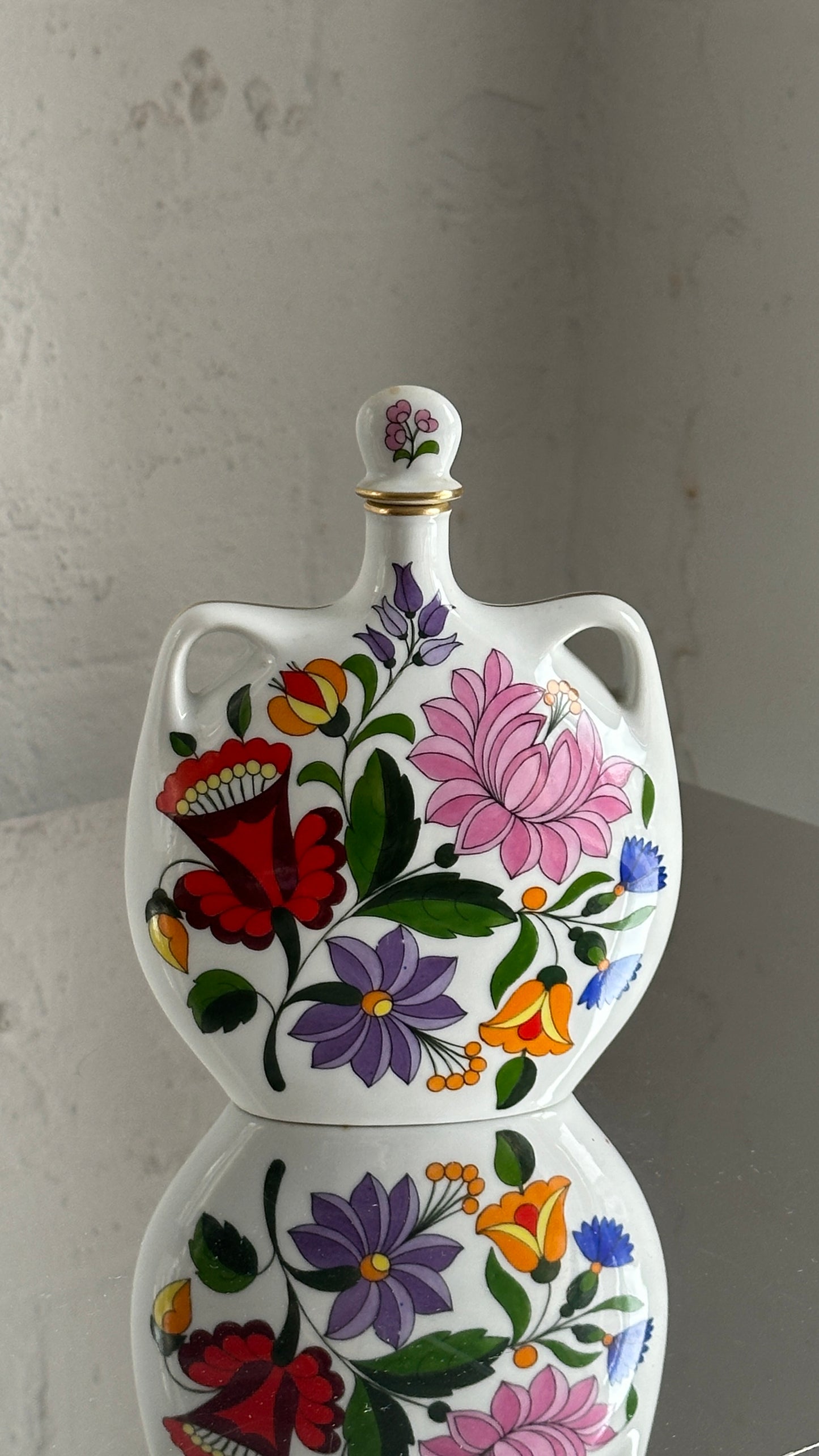 Vintage Hand Painted Hungarian Kalocsa Decanter
