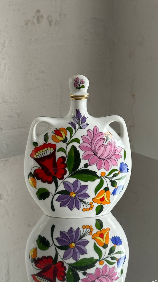 Vintage Hand Painted Hungarian Kalocsa Decanter