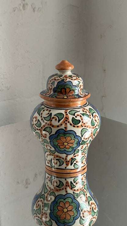 Vintage Hand Painted Mexican Talavera Ginger Jar / Urn