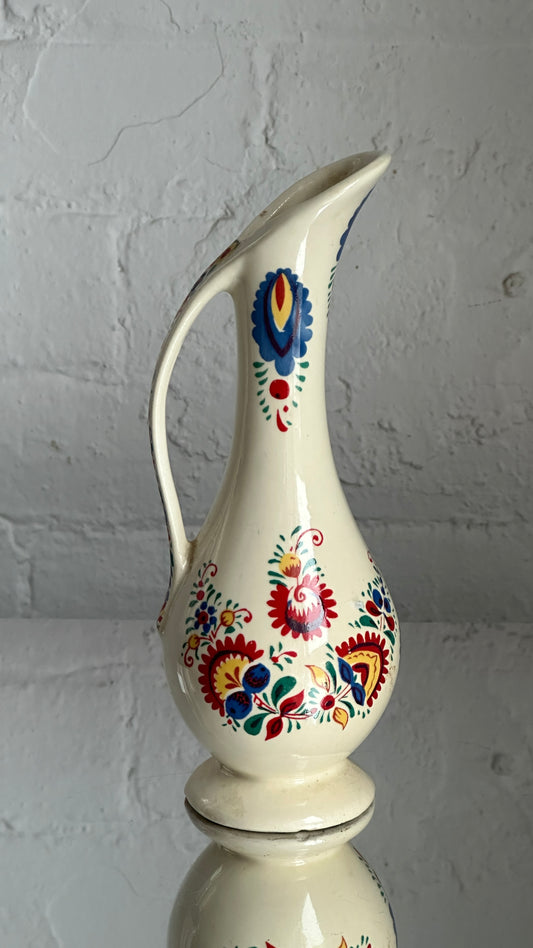 Small Hand Painted Ceramic Folk Art Pitcher