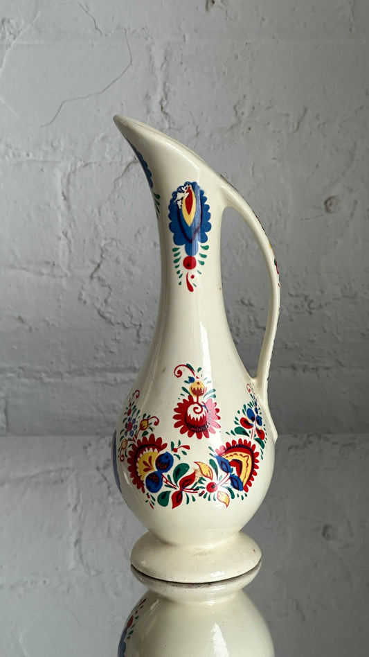 Small Hand Painted Ceramic Folk Art Pitcher
