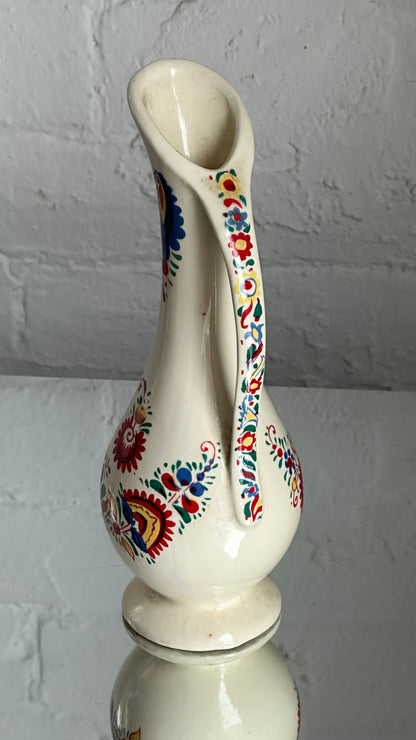 Small Hand Painted Ceramic Folk Art Pitcher