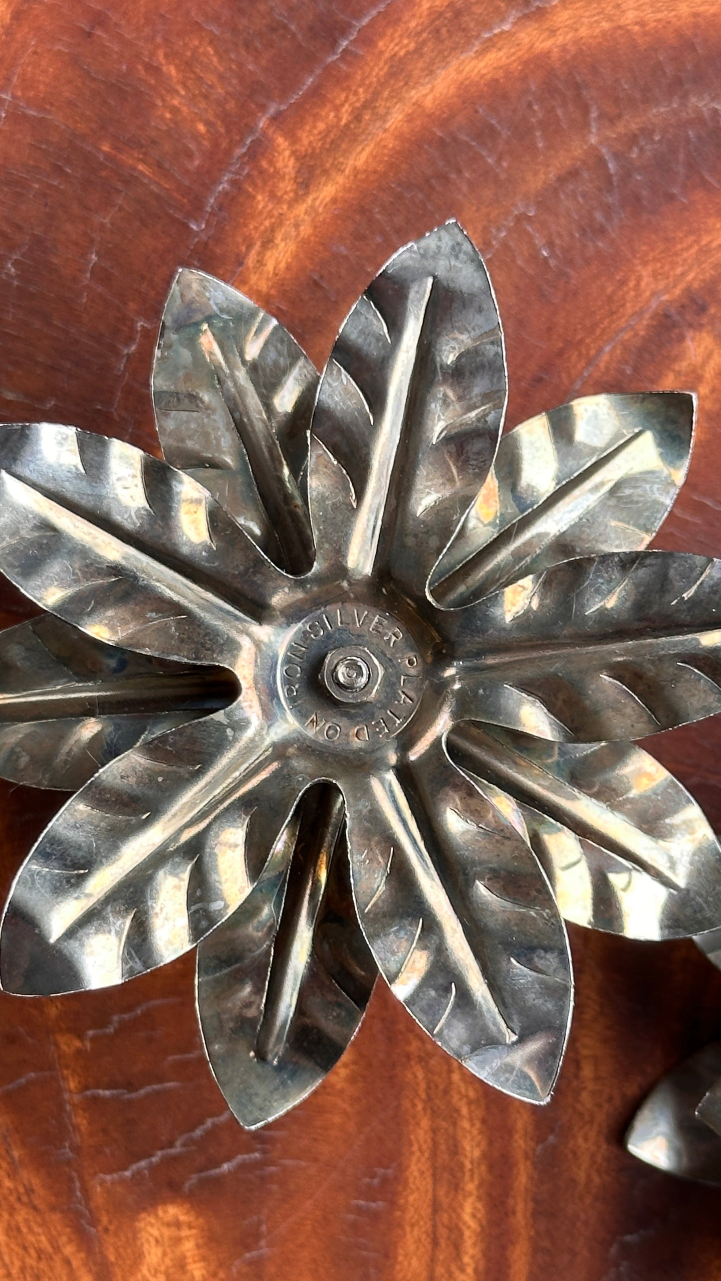 Pair of Silver Plated Iron Floral Candle Holders