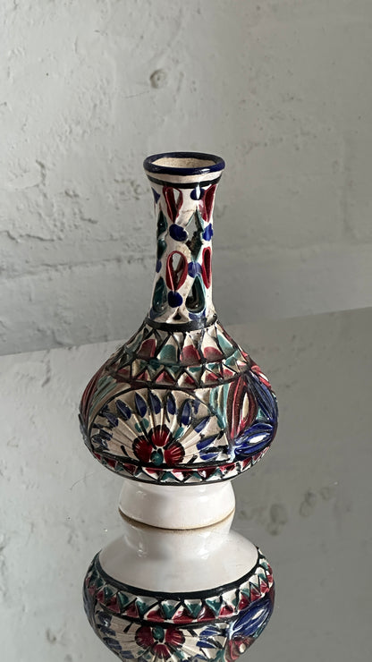 Vintage Hand Painted Tunisian Reticulated Ceramic Vase