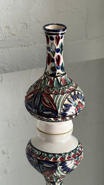 Vintage Hand Painted Tunisian Reticulated Ceramic Vase