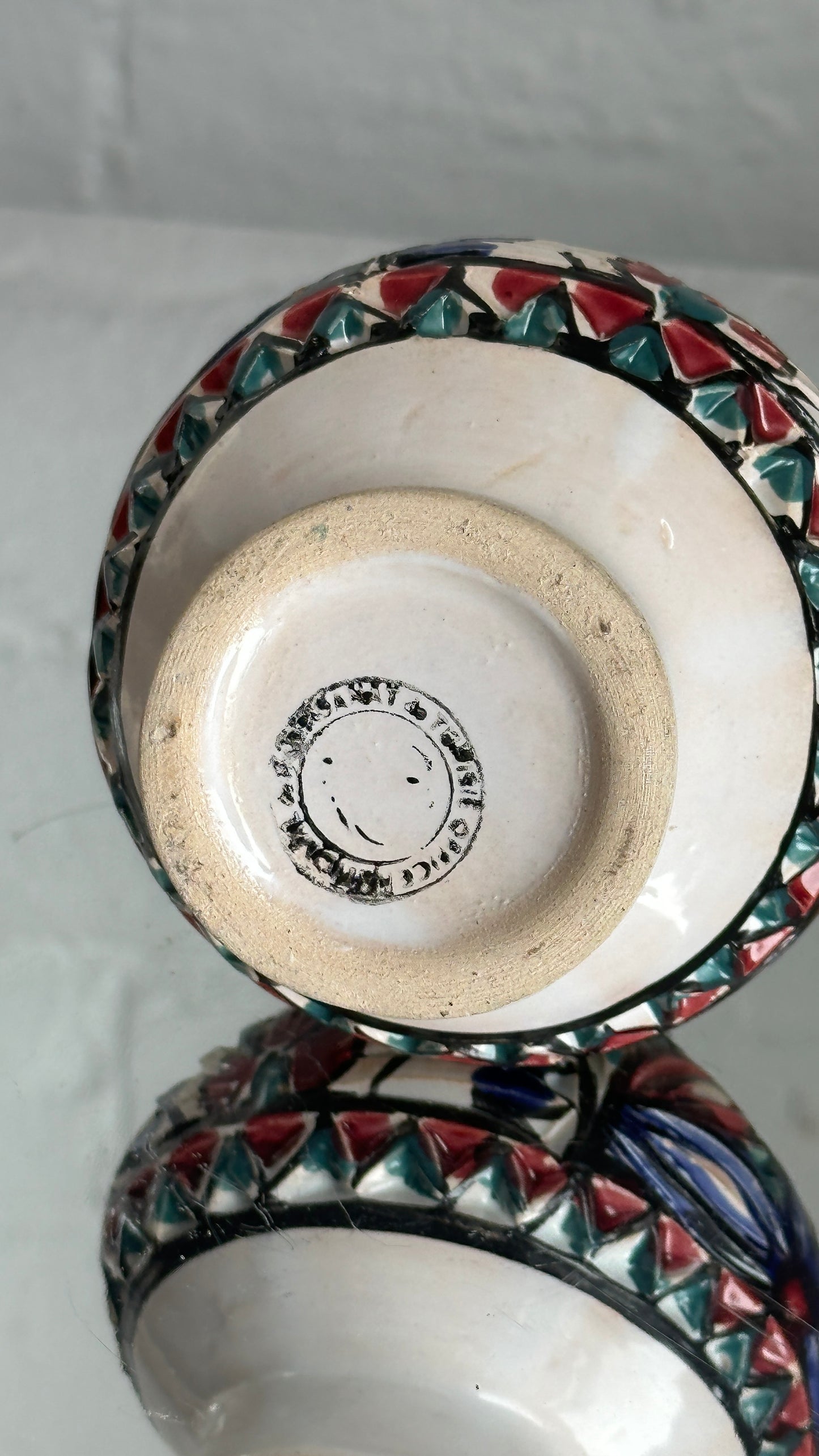 Vintage Hand Painted Tunisian Reticulated Ceramic Vase