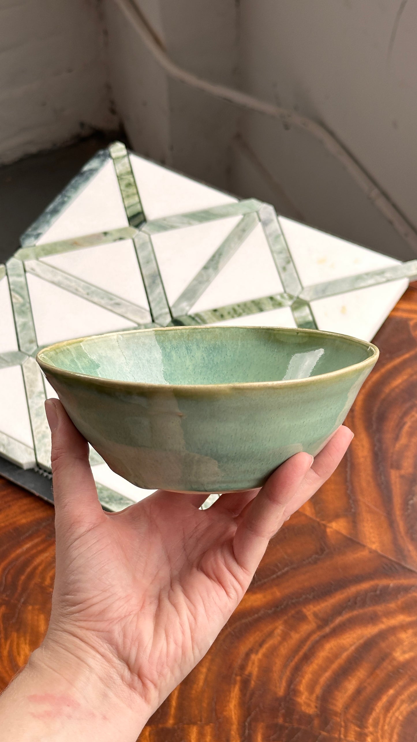 Handmade Seafoam Ceramic Bowl