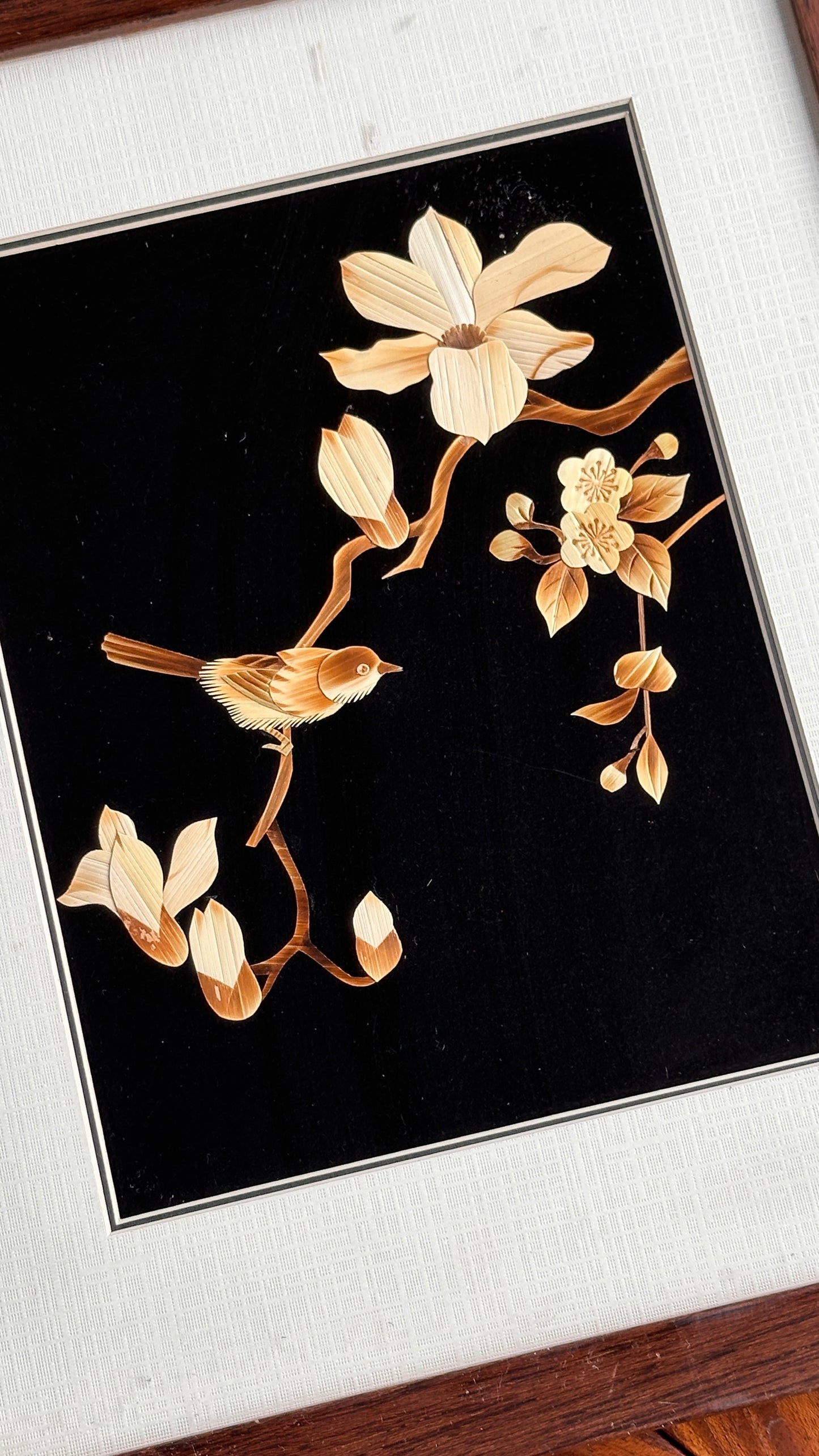 Vintage Rice Husk Art of Bird