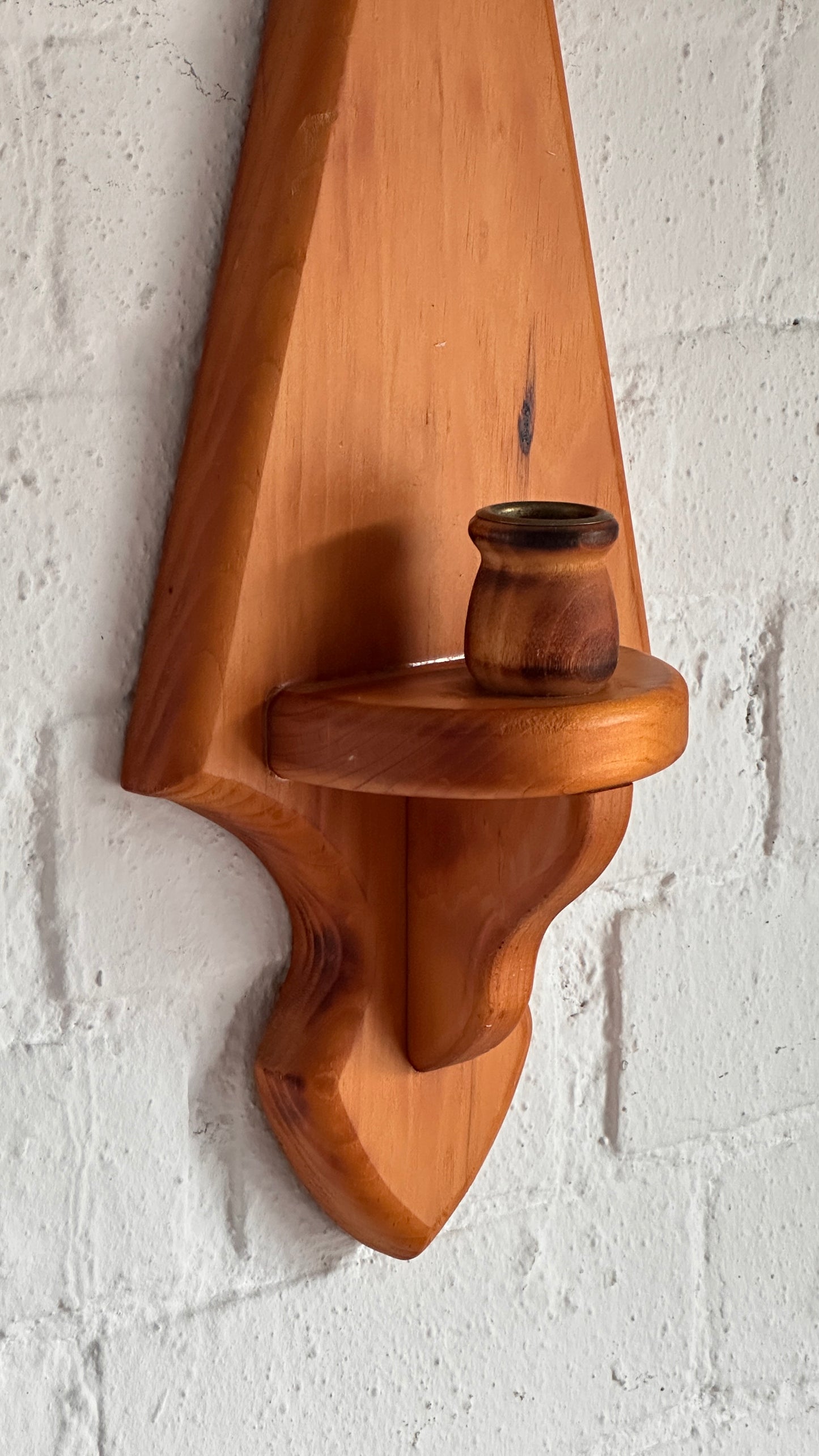 Pair of Pine Wall Sconce Candle Holders
