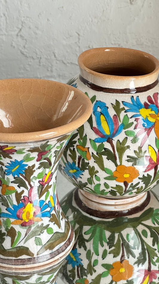 Pair of Hand Painted Ceramic Vases