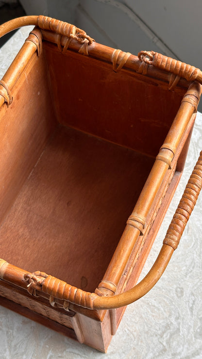 Vintage Rattan and Bamboo Storage Basket