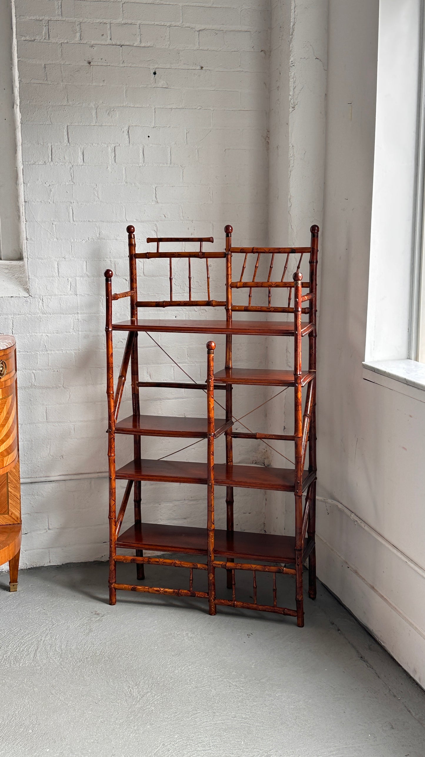 19th Century Victorian Aesthetic Movement Bamboo and Wood Étagère