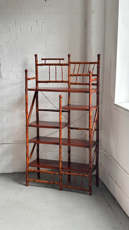 19th Century Victorian Aesthetic Movement Bamboo and Wood Étagère