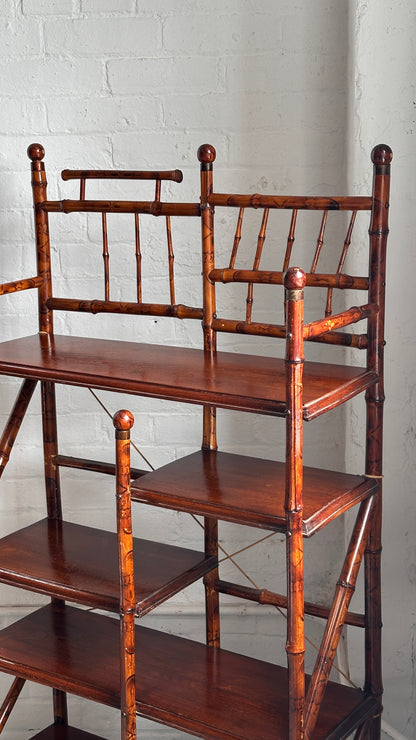 19th Century Victorian Aesthetic Movement Bamboo and Wood Étagère