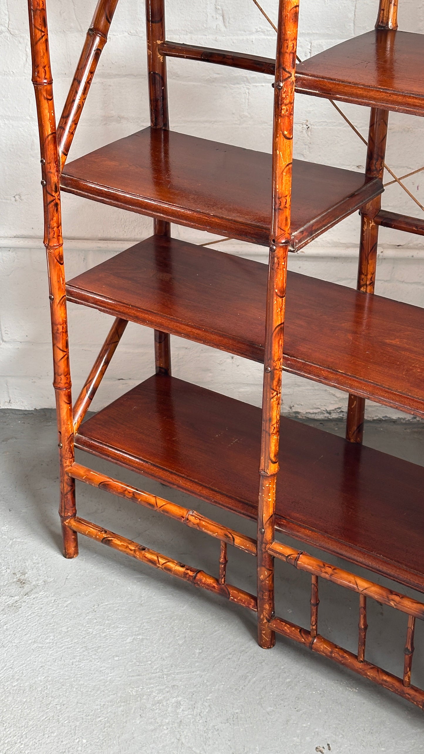 19th Century Victorian Aesthetic Movement Bamboo and Wood Étagère