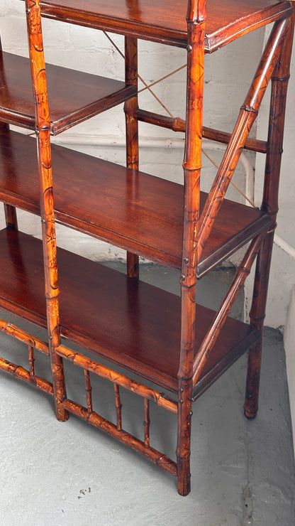 19th Century Victorian Aesthetic Movement Bamboo and Wood Étagère