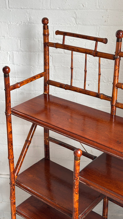 19th Century Victorian Aesthetic Movement Bamboo and Wood Étagère