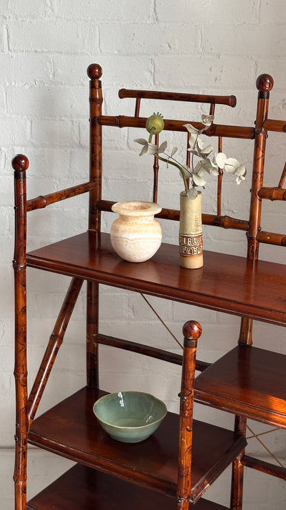 19th Century Victorian Aesthetic Movement Bamboo and Wood Étagère