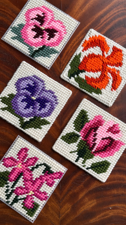 Set of 5 Needlepoint Coasters