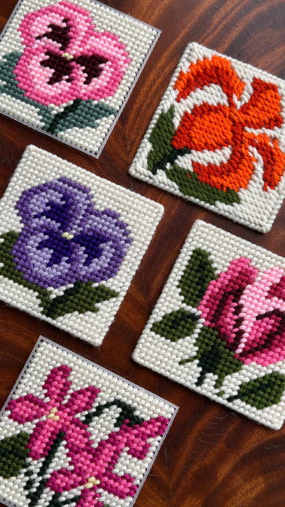 Set of 5 Needlepoint Coasters