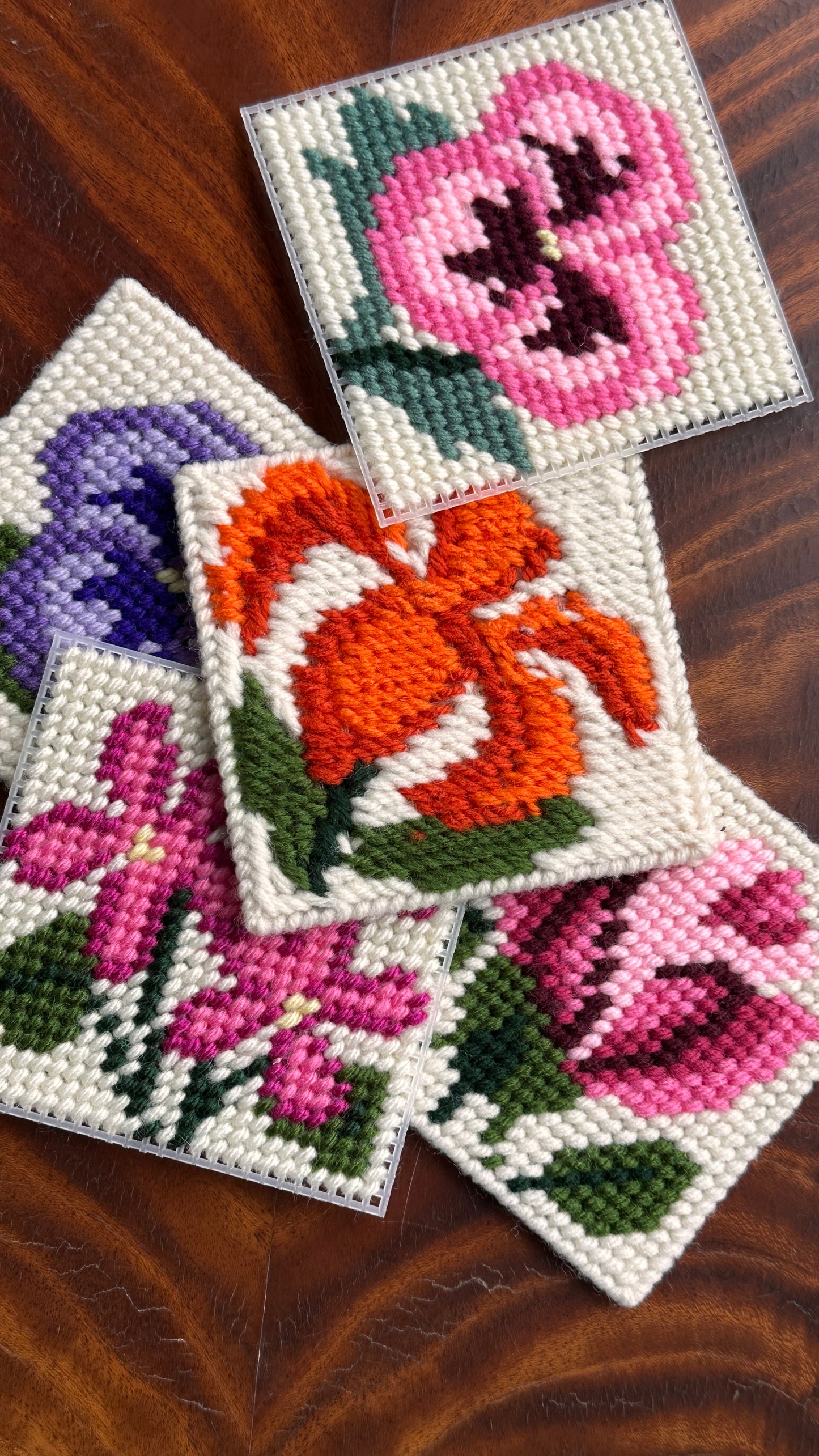 Set of 5 Needlepoint Coasters