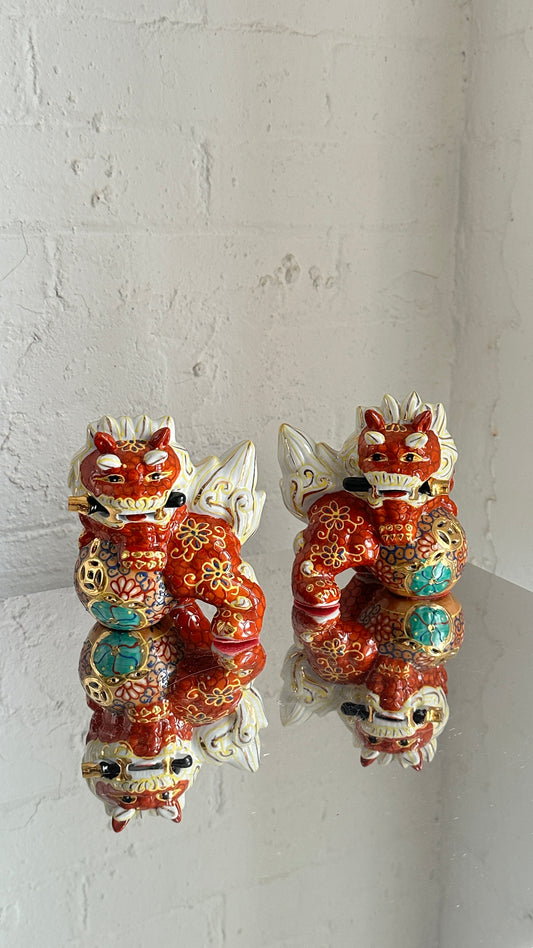 Pair of Porcelain Foo Dogs