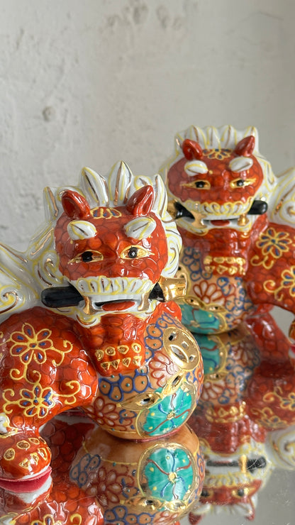 Pair of Porcelain Foo Dogs