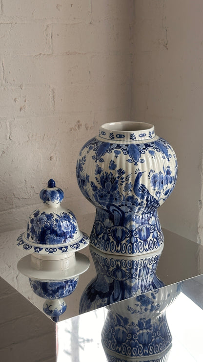 Large Pair of Dutch Royal Delft Lidded Jars