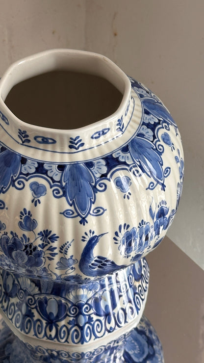 Large Pair of Dutch Royal Delft Lidded Jars