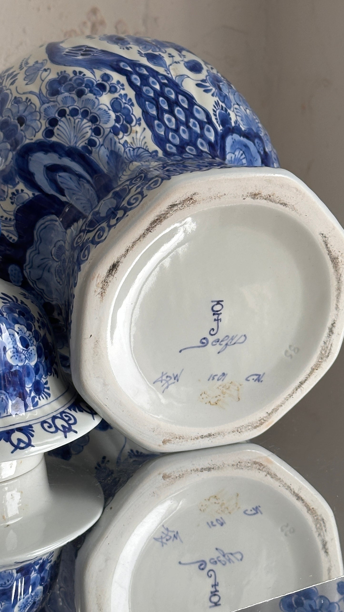 Large Pair of Dutch Royal Delft Lidded Jars