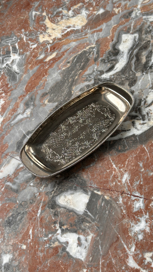 Vintage English Etched Silver-Plated Serving Tray