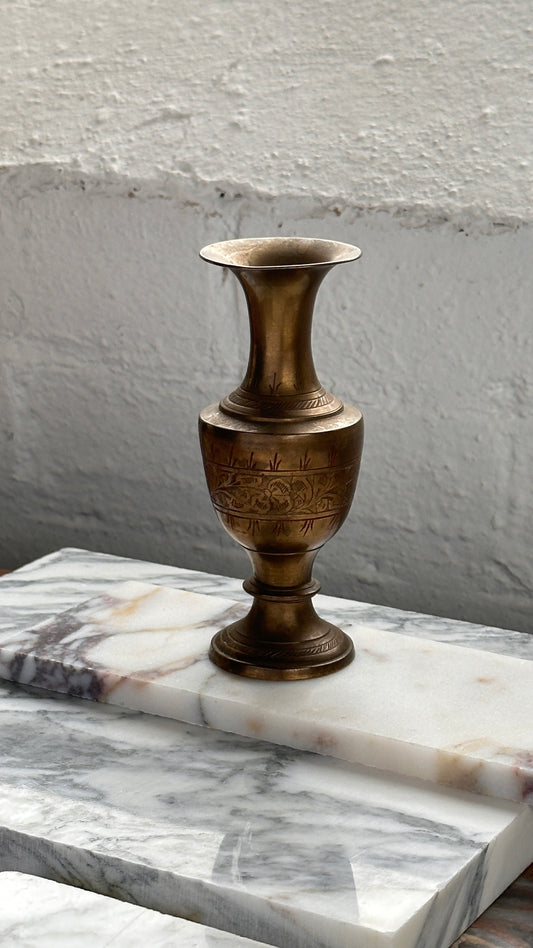 Small Indian Etched Brass Bud Vase