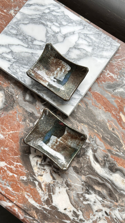 Pair of Hand Painted Ceramic Sushi Dishes / Trinket Tray