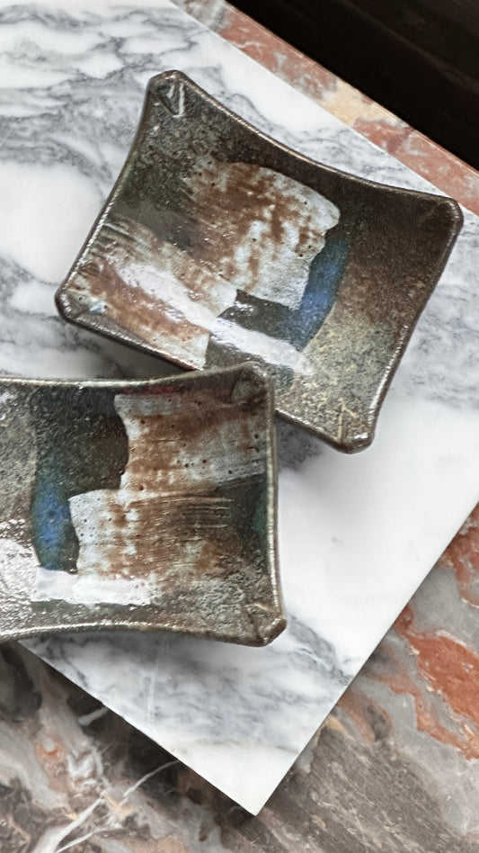 Pair of Hand Painted Ceramic Sushi Dishes / Trinket Tray