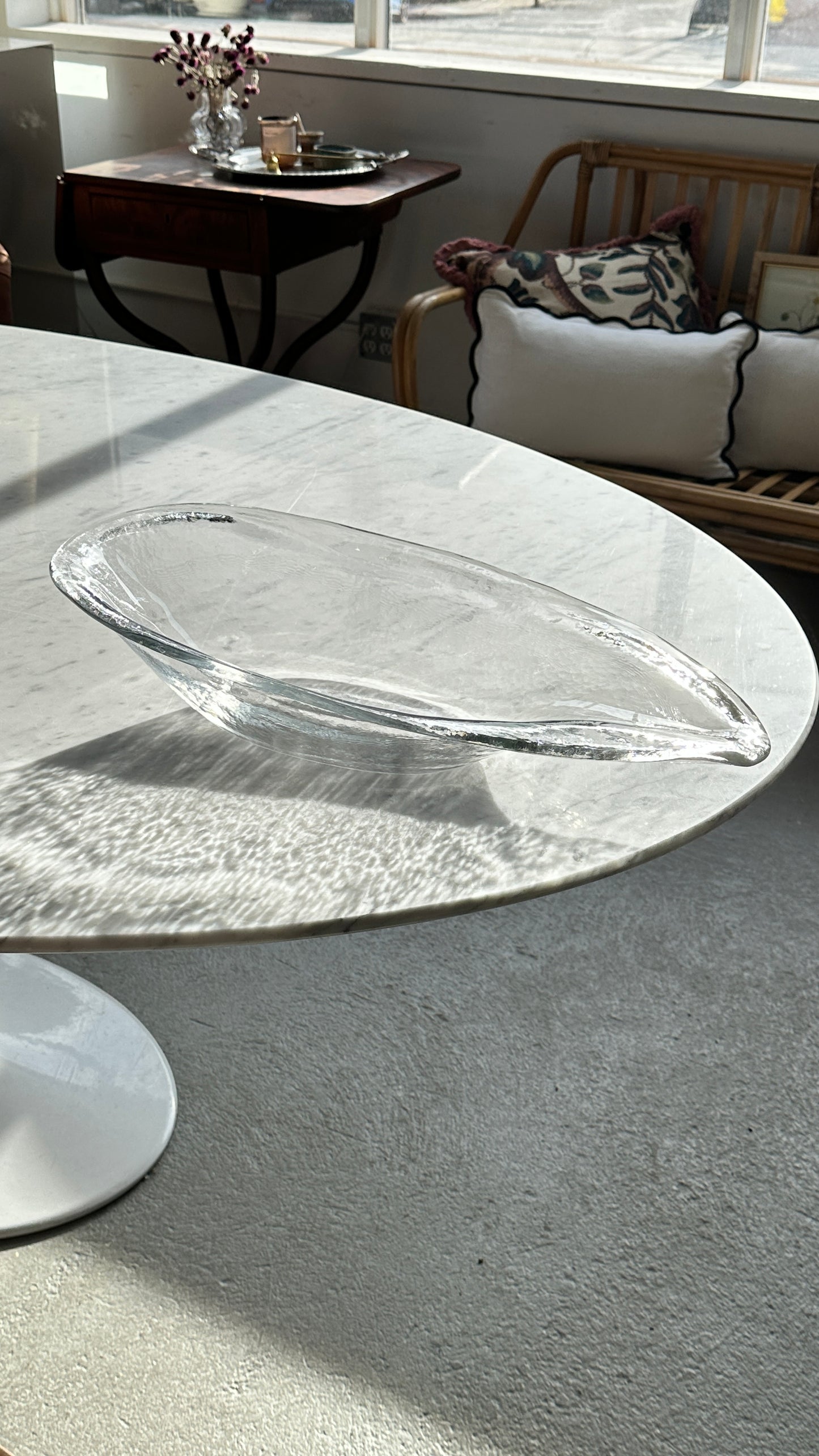 Large Glass Oyster Serving Dish