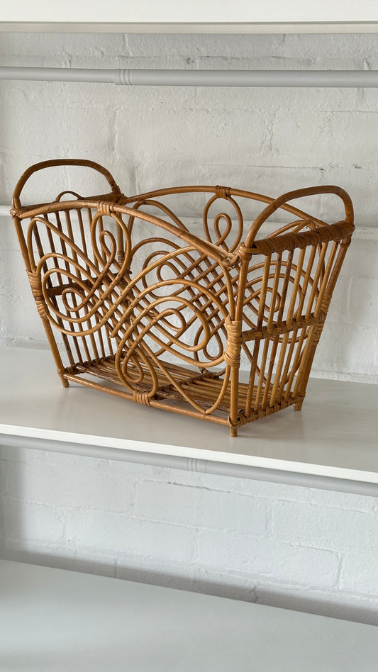 Vintage Rattan Magazine Holder