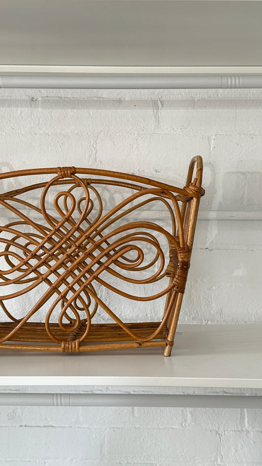 Vintage Rattan Magazine Holder