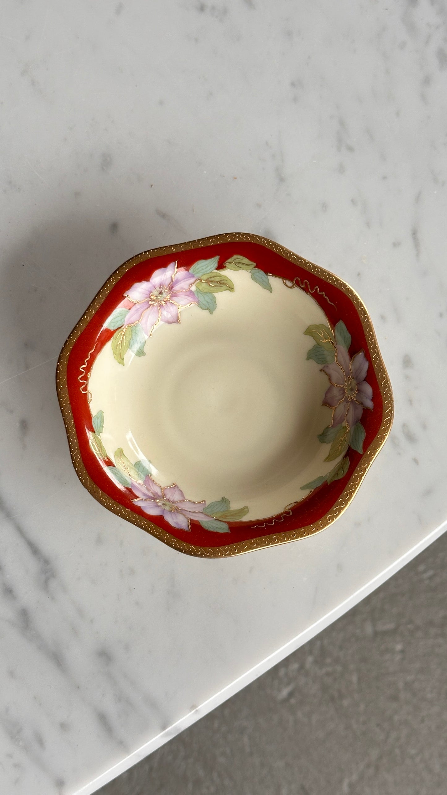 Footed Hand Painted Porcelain Bowl by Imperial Crown China Austria